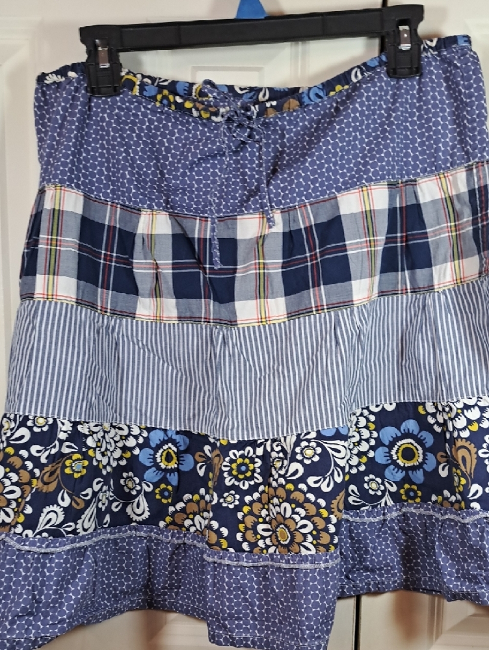 J. Crew Blue Patterned Tiered Cotton Skirt - Picture 2 of 4